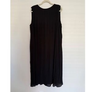 Black Label by Chicos Black Pleated‎ Midi A Line Sleeveless Dress Cocktail Party